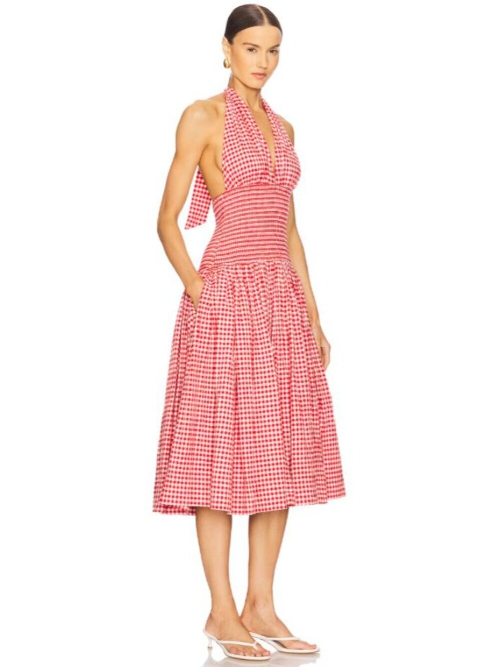 L’ACADEMIE Gwen Midi Dress Red & White Size XS NWT - Picture 2 of 9